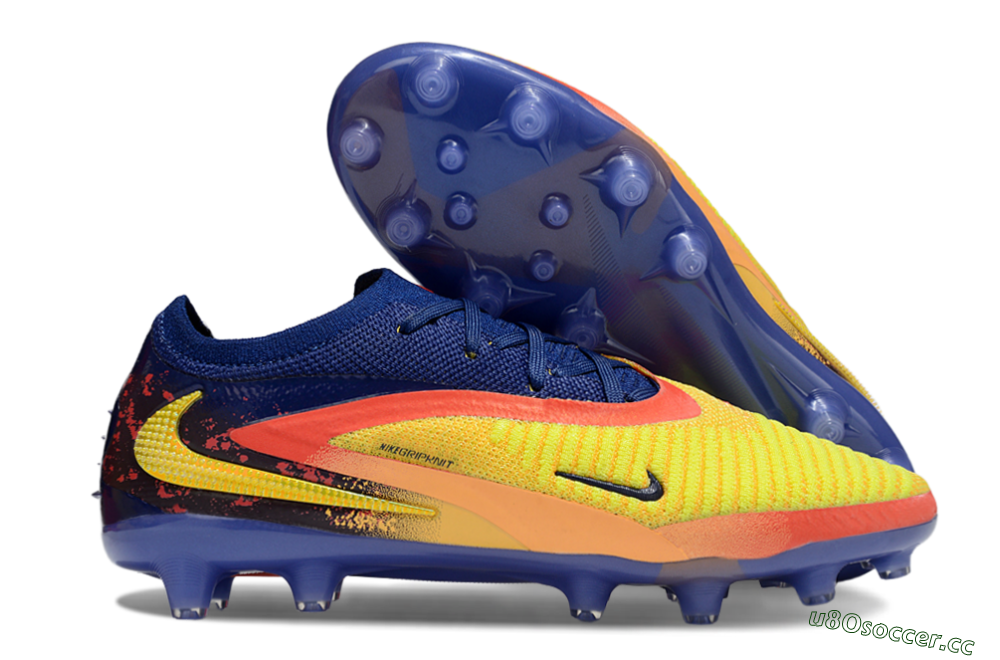 Unisex Nike Phantom 6 Elite AG Artificial Grass Low-Tops Football Boots - Yellow/Red/Blue 2