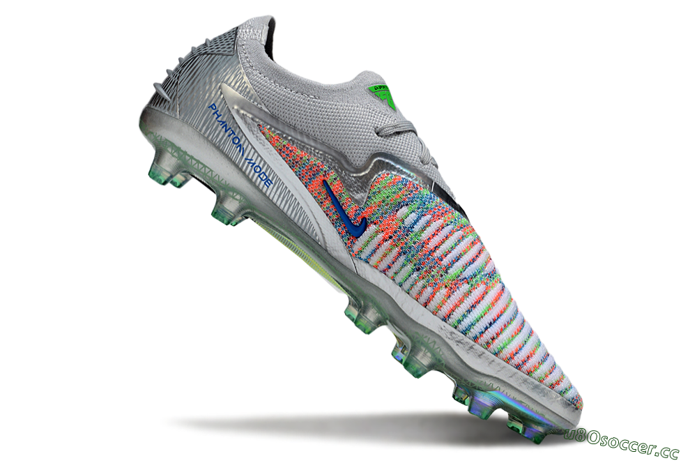 Unisex Nike Phantom 6 Elite AG Artificial Grass Low-Tops Football Boots - Grey/Silver/Red 4