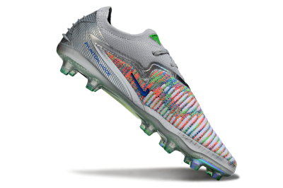 Unisex Nike Phantom 6 Elite AG Artificial Grass Low-Tops Football Boots - Grey/Silver/Red