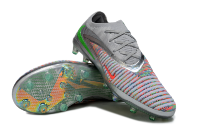 Unisex Nike Phantom 6 Elite AG Artificial Grass Low-Tops Football Boots - Grey/Silver/Red