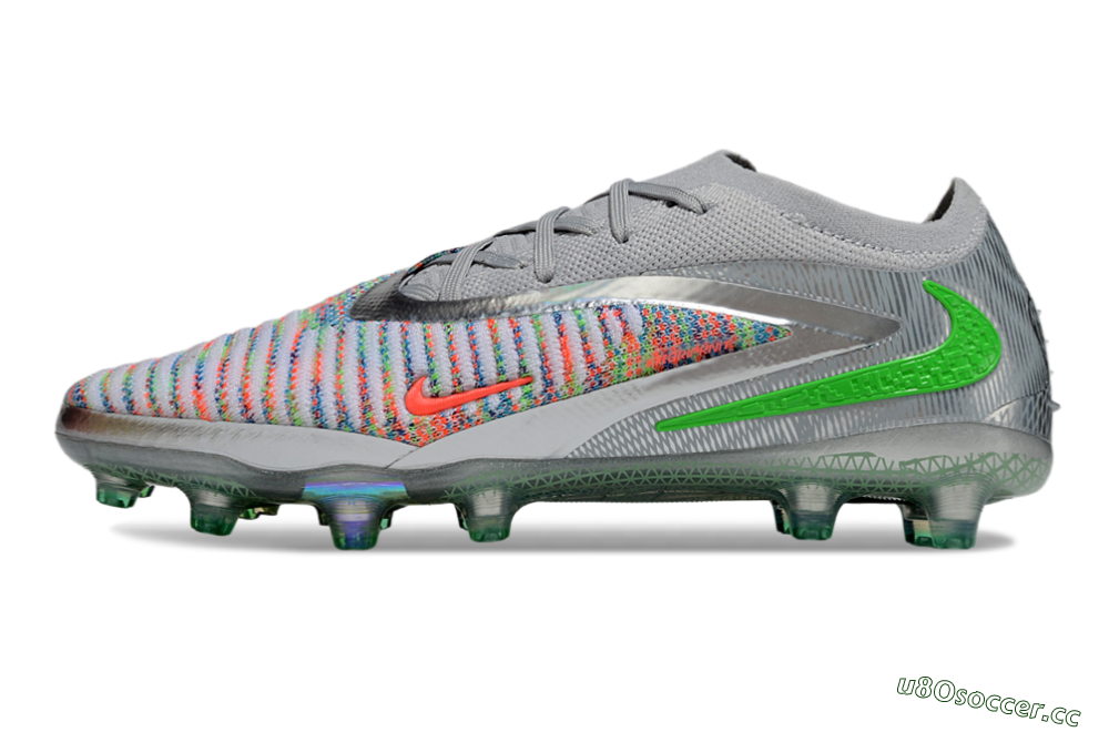 Unisex Nike Phantom 6 Elite AG Artificial Grass Low-Tops Football Boots - Grey/Silver/Red 0