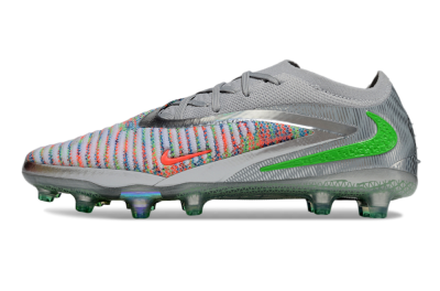 Unisex Nike Phantom 6 Elite AG Artificial Grass Low-Tops Football Boots - Grey/Silver/Red