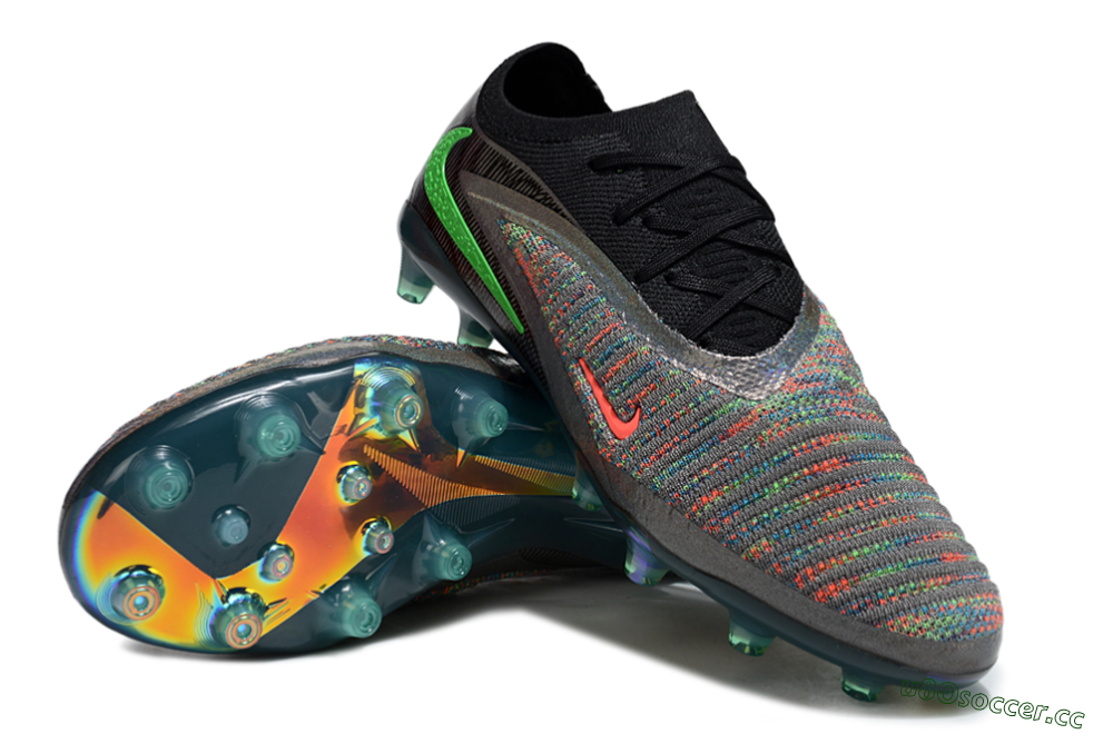 Unisex Nike Phantom 6 Elite AG Artificial Grass Low-Tops Football Boots - Black/Grey/Silver 3