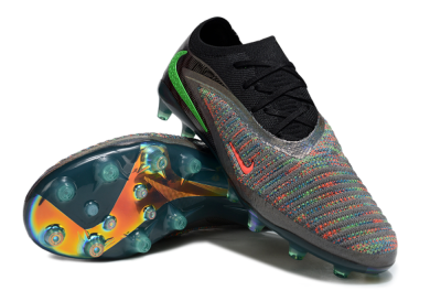 Unisex Nike Phantom 6 Elite AG Artificial Grass Low-Tops Football Boots - Black/Grey/Silver