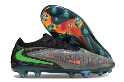 Unisex Nike Phantom 6 Elite AG Artificial Grass Low-Tops Football Boots - Black/Grey/Silver
