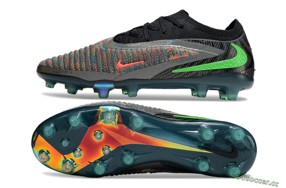 Unisex Nike Phantom 6 Elite AG Artificial Grass Low-Tops Football Boots - Black/Grey/Silver 1