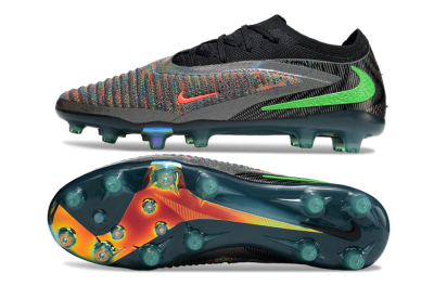 Unisex Nike Phantom 6 Elite AG Artificial Grass Low-Tops Football Boots - Black/Grey/Silver