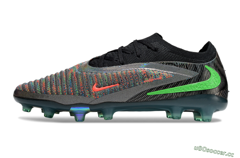 Unisex Nike Phantom 6 Elite AG Artificial Grass Low-Tops Football Boots - Black/Grey/Silver 0