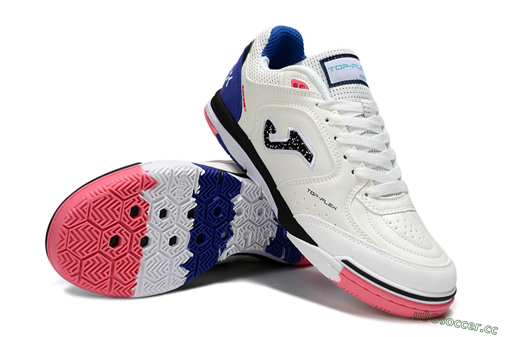 Men's Joma Top Flex IC Indoor & Futsal Low-Tops Football Shoes - White/Black/Blue 3
