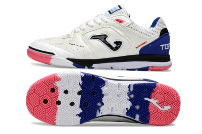 Men's Joma Top Flex IC Indoor & Futsal Low-Tops Football Shoes - White/Black/Blue