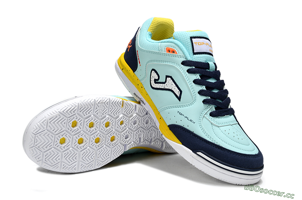 Men's Joma Top Flex IC Indoor & Futsal Low-Tops Football Shoes - Jade/Silver/Blue 3