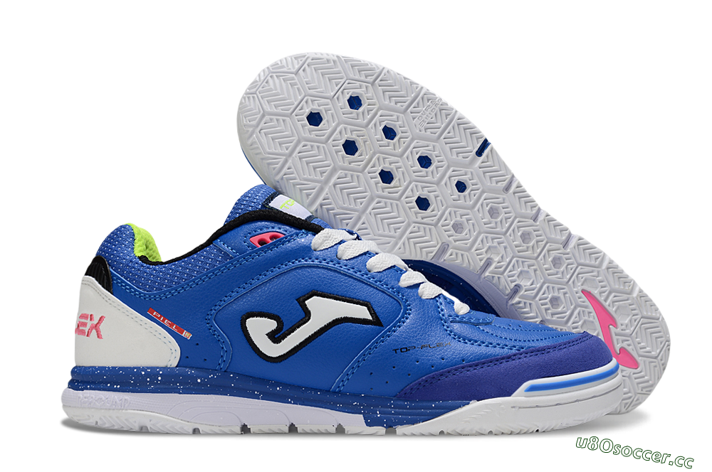 Men's Joma Top Flex IC Indoor & Futsal Low-Tops Football Shoes - Blue/White/Pink 2