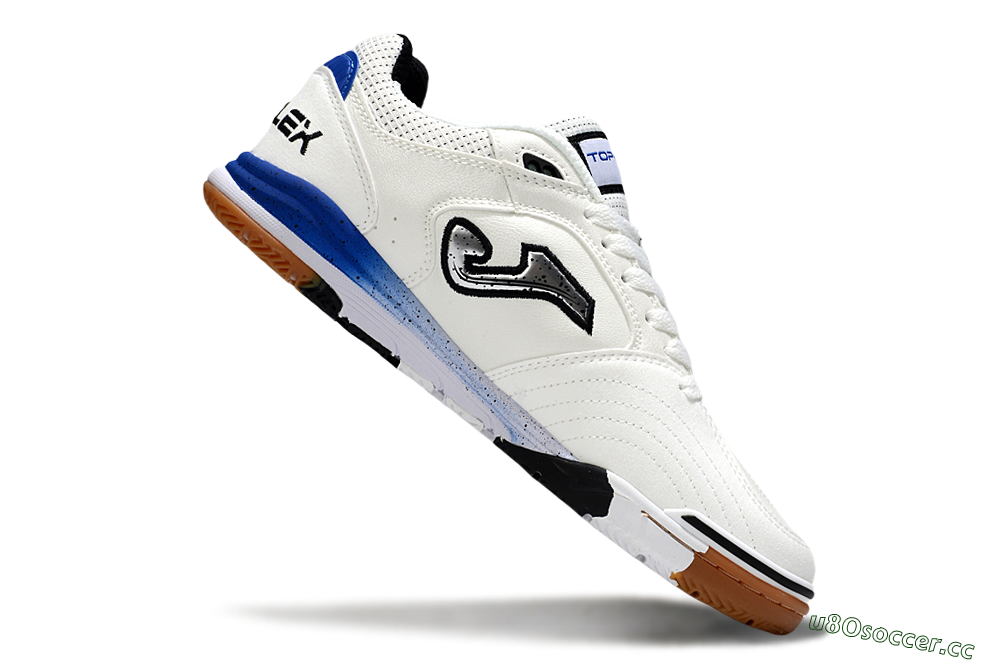 Men's Joma Top Flex IC Indoor & Futsal Low-Tops Football Shoes - White/Silver/Blue 4