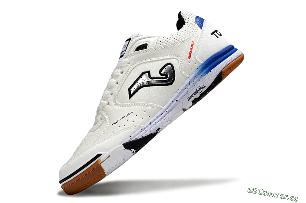 Men's Joma Top Flex IC Indoor & Futsal Low-Tops Football Shoes - White/Silver/Blue 5