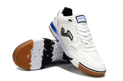 Men's Joma Top Flex IC Indoor & Futsal Low-Tops Football Shoes - White/Silver/Blue