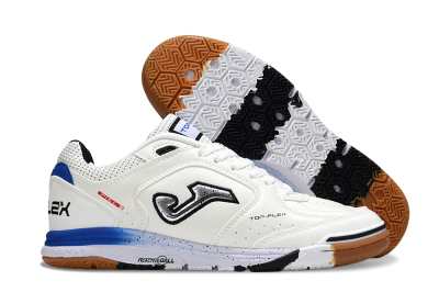 Men's Joma Top Flex IC Indoor & Futsal Low-Tops Football Shoes - White/Silver/Blue