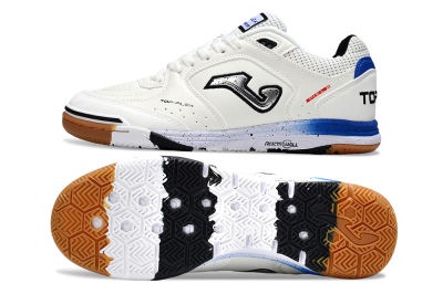 Men's Joma Top Flex IC Indoor & Futsal Low-Tops Football Shoes - White/Silver/Blue