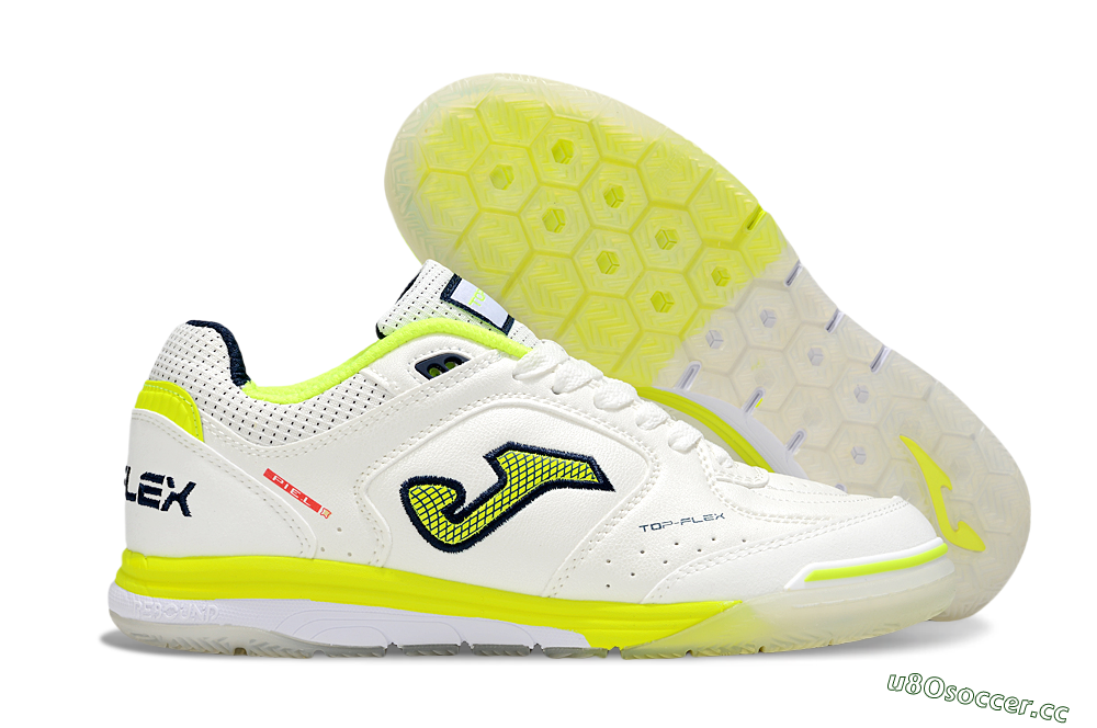 Men's Joma Top Flex IC Indoor & Futsal Low-Tops Football Shoes - White/Yellow/Black 2