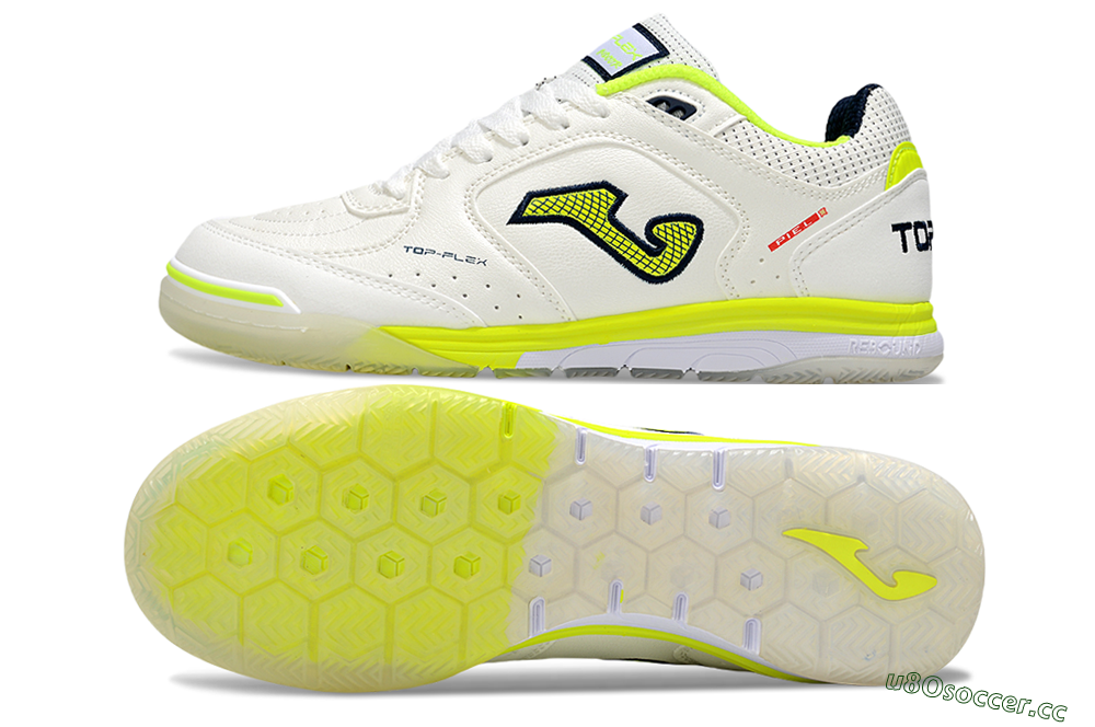 Men's Joma Top Flex IC Indoor & Futsal Low-Tops Football Shoes - White/Yellow/Black 1