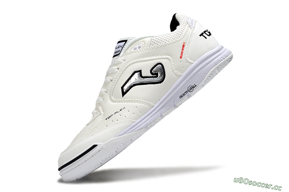 Men's Joma Top Flex IC Indoor & Futsal Low-Tops Football Shoes - White/Silver/Black 5