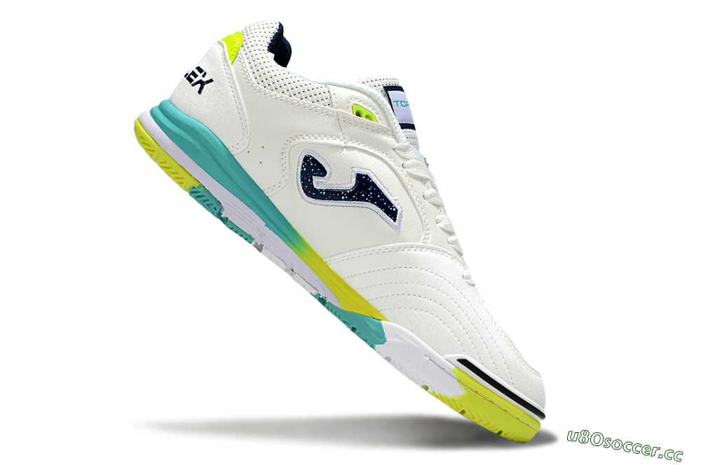 Men's Joma Top Flex IC Indoor & Futsal Low-Tops Football Shoes - White/Yellow/Jade 4