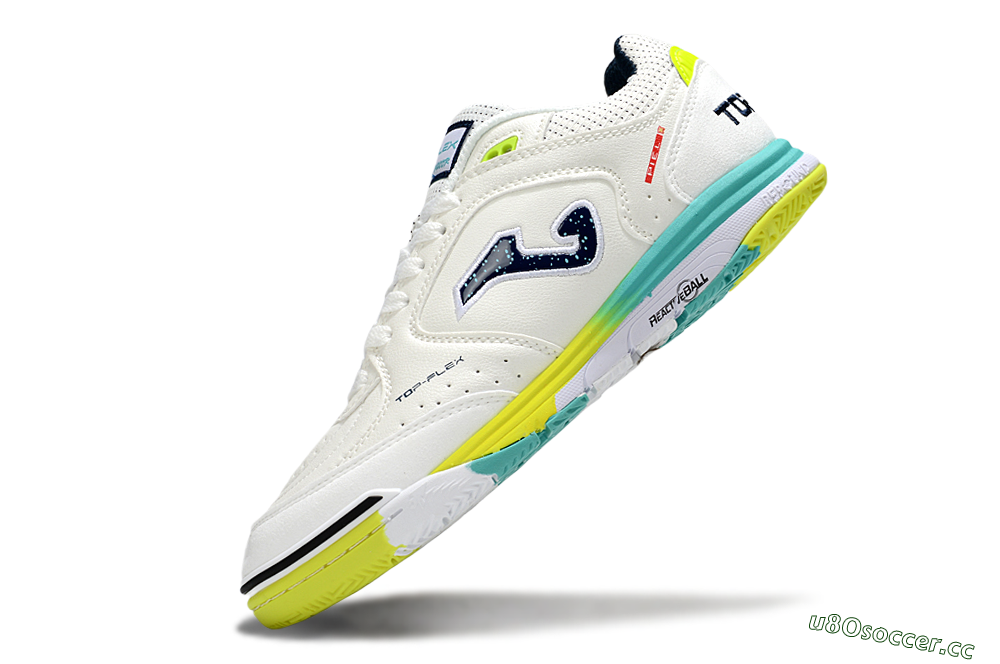 Men's Joma Top Flex IC Indoor & Futsal Low-Tops Football Shoes - White/Yellow/Jade 5