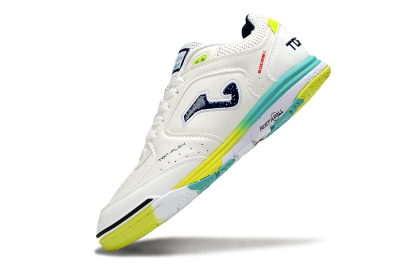Men's Joma Top Flex IC Indoor & Futsal Low-Tops Football Shoes - White/Yellow/Jade