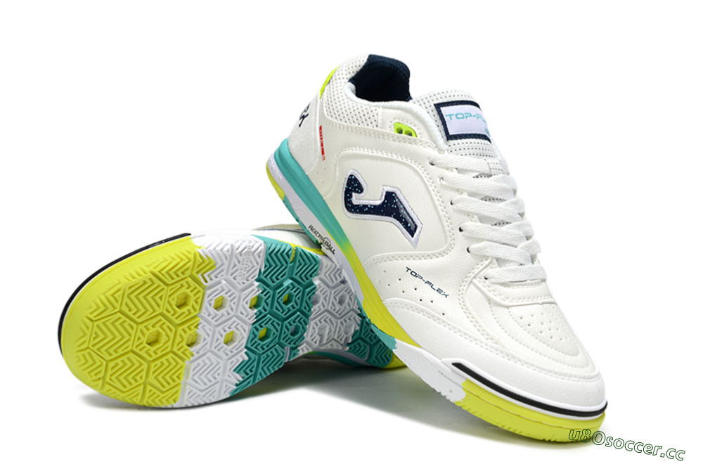Men's Joma Top Flex IC Indoor & Futsal Low-Tops Football Shoes - White/Yellow/Jade 3