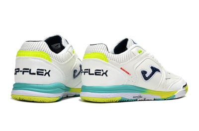 Men's Joma Top Flex IC Indoor & Futsal Low-Tops Football Shoes - White/Yellow/Jade