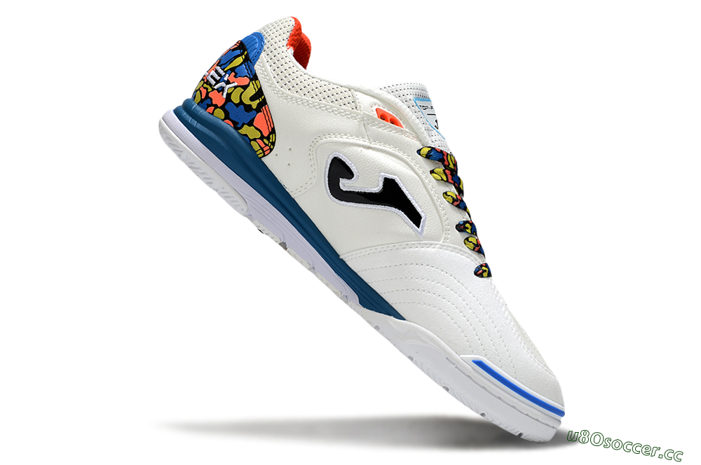 Men's Joma Top Flex IC Indoor & Futsal Low-Tops Football Shoes - White/Black/Blue 4