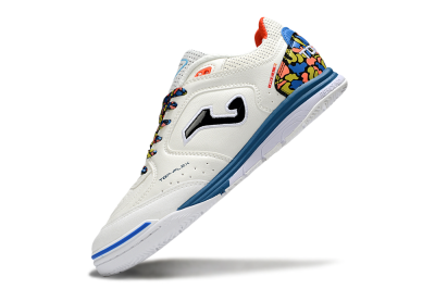 Men's Joma Top Flex IC Indoor & Futsal Low-Tops Football Shoes - White/Black/Blue