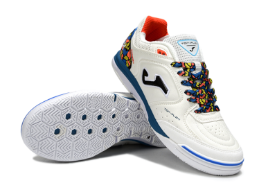 Men's Joma Top Flex IC Indoor & Futsal Low-Tops Football Shoes - White/Black/Blue