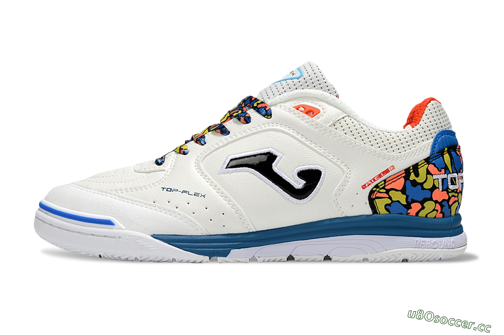 Men's Joma Top Flex IC Indoor & Futsal Low-Tops Football Shoes - White/Black/Blue 0