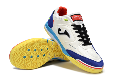 Men's Joma Top Flex IC Indoor & Futsal Low-Tops Football Shoes - White/Black/Blue