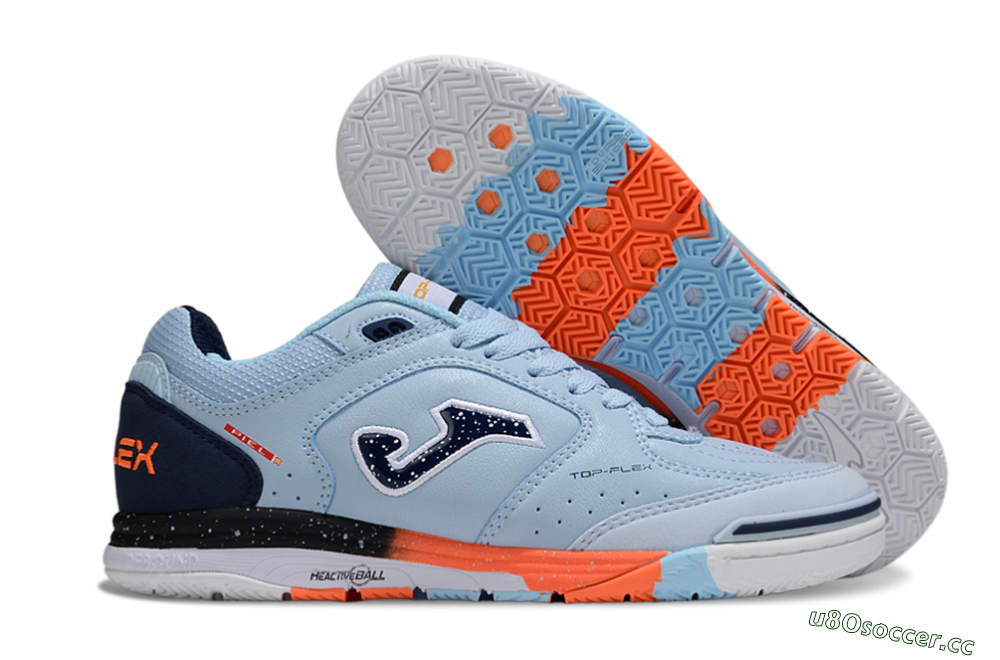 Men's Joma Top Flex IC Indoor & Futsal Low-Tops Football Shoes - Jade/Blue/White 2
