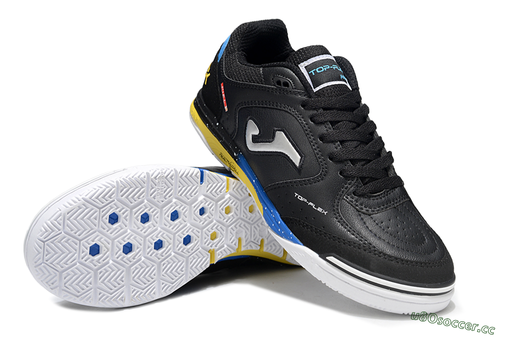 Men's Joma Top Flex IC Indoor & Futsal Low-Tops Football Shoes - Black/Silver/Yellow 3