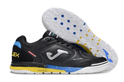 Men's Joma Top Flex IC Indoor & Futsal Low-Tops Football Shoes - Black/Silver/Yellow