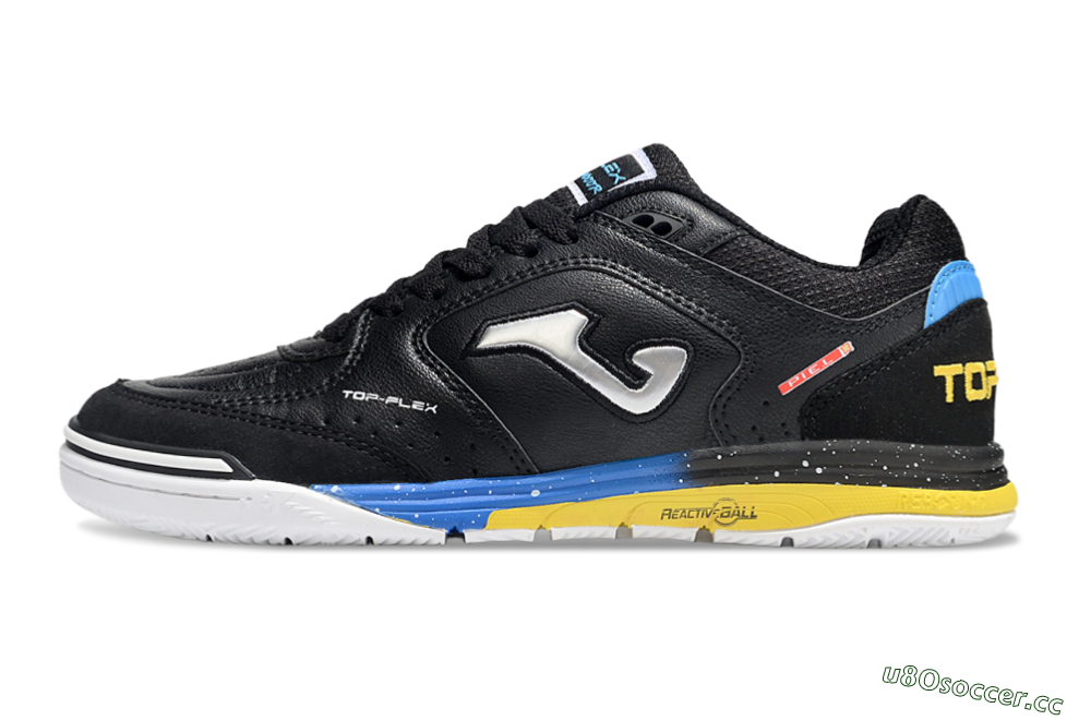 Men's Joma Top Flex IC Indoor & Futsal Low-Tops Football Shoes - Black/Silver/Yellow 0