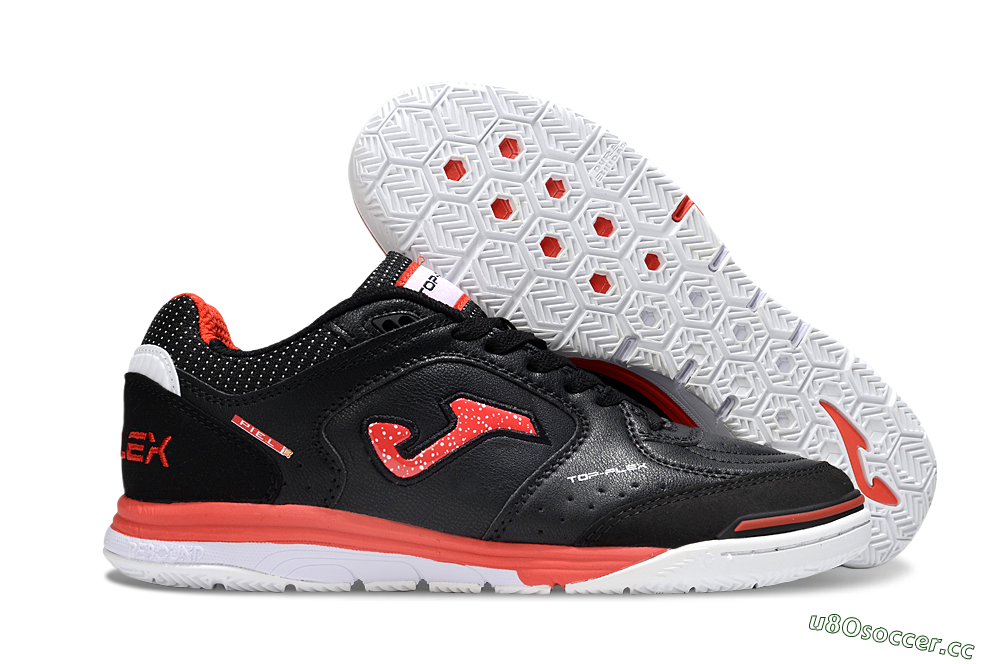 Men's Joma Top Flex IC Indoor & Futsal Low-Tops Football Shoes - Black/Red/White 2