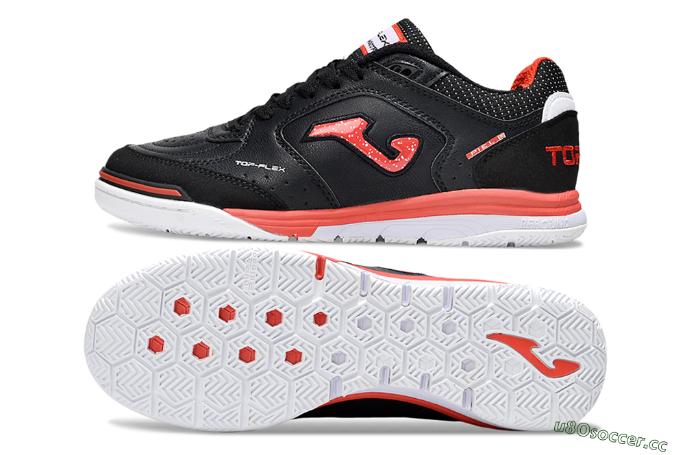 Men's Joma Top Flex IC Indoor & Futsal Low-Tops Football Shoes - Black/Red/White 1