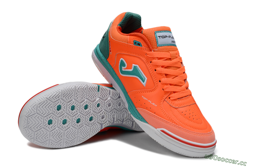 Men's Joma Top Flex IC Indoor & Futsal Low-Tops Football Shoes - Red/Jade/White 3