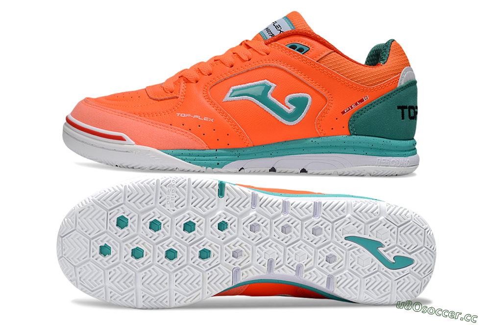 Men's Joma Top Flex IC Indoor & Futsal Low-Tops Football Shoes - Red/Jade/White 1