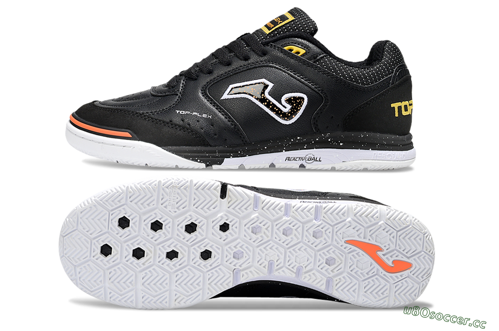 Men's Joma Top Flex IC Indoor & Futsal Low-Tops Football Shoes - White/Black/Yellow 1
