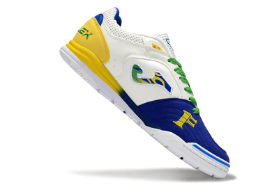 Men's Joma Top Flex IC Indoor & Futsal Low-Tops Football Shoes - White/Blue/Yellow