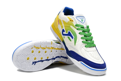 Men's Joma Top Flex IC Indoor & Futsal Low-Tops Football Shoes - White/Blue/Yellow