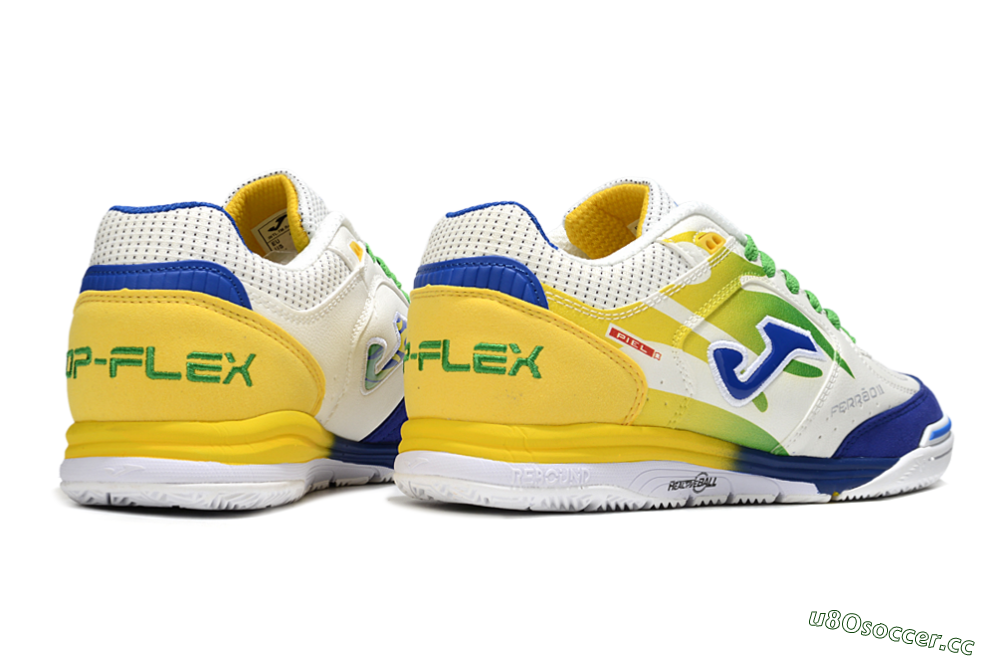 Men's Joma Top Flex IC Indoor & Futsal Low-Tops Football Shoes - White/Blue/Yellow 6