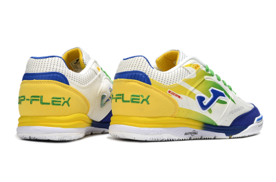 Men's Joma Top Flex IC Indoor & Futsal Low-Tops Football Shoes - White/Blue/Yellow