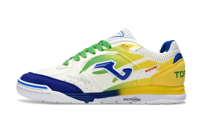 Men's Joma Top Flex IC Indoor & Futsal Low-Tops Football Shoes - White/Blue/Yellow