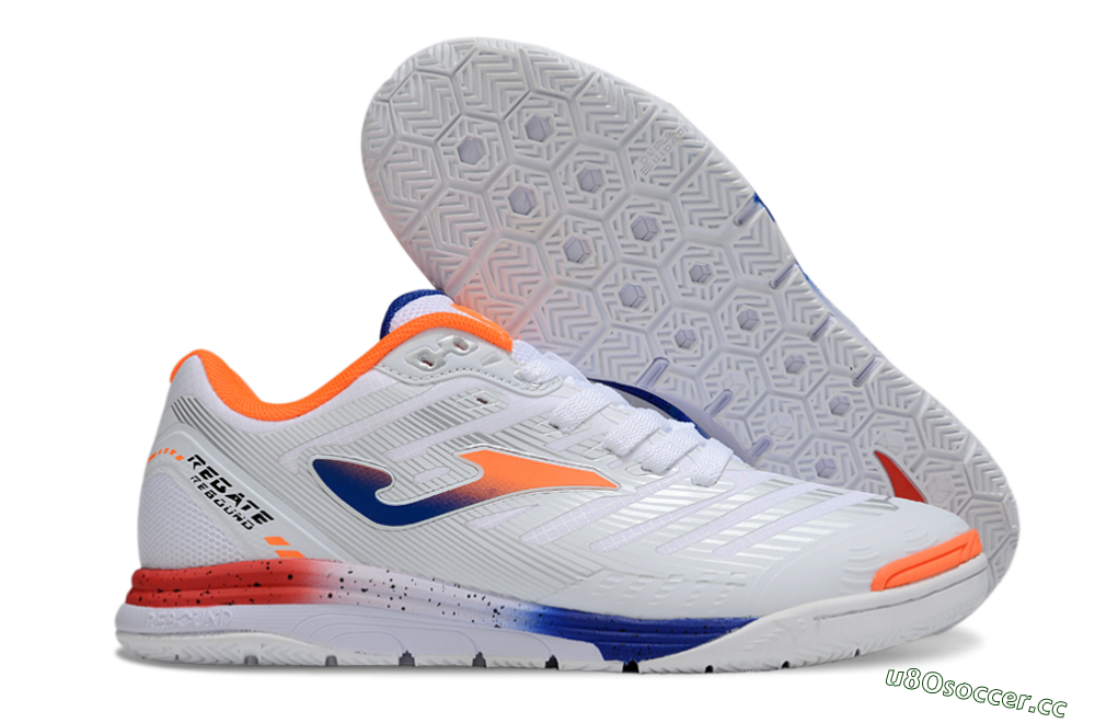Men's Joma Top Flex IC Indoor & Futsal Low-Tops Football Shoes - White/Blue/Red 2