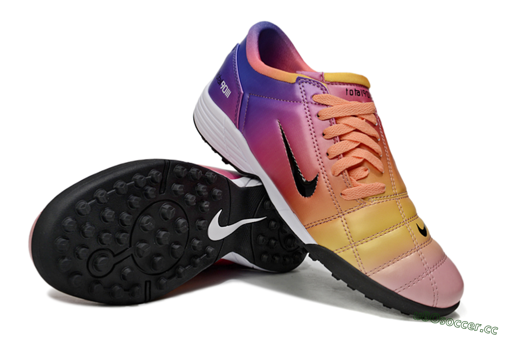 Unisex Nike Total 90 III TF Artificial Turf Low-Tops Football Shoes - Pink/Yellow/Purple 3
